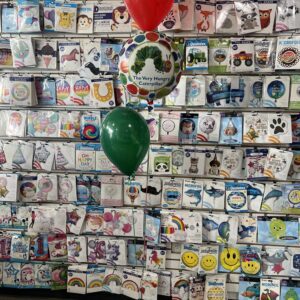 Mylar With 2 latex Balloons on Weight