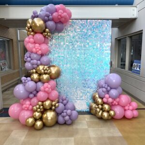 Princess Balloon Garland and ShimmerWall Rental