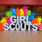 Girl Scouts Rainbow Balloon Display Balloon Boutique NWI Serving valparaiso and northwest indiana Custom balloon decor for all celebrations, corporate events, school functions and community events.