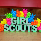 Girl Scouts Rainbow Balloon Display Balloon Boutique NWI Serving valparaiso and northwest indiana Custom balloon decor for all celebrations, corporate events, school functions and community events.
