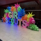 Girl Scouts Rainbow Balloon Display Balloon Boutique NWI Serving valparaiso and northwest indiana Custom balloon decor for all celebrations, corporate events, school functions and community events.