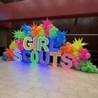 Girl Scouts Rainbow Balloon Display Balloon Boutique NWI Serving valparaiso and northwest indiana Custom balloon decor for all celebrations, corporate events, school functions and community events.