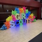 Girl Scouts Rainbow Balloon Display Balloon Boutique NWI Serving valparaiso and northwest indiana Custom balloon decor for all celebrations, corporate events, school functions and community events.
