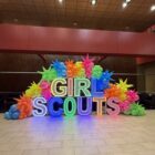 Girl Scouts Rainbow Balloon Display Balloon Boutique NWI Serving valparaiso and northwest indiana Custom balloon decor for all celebrations, corporate events, school functions and community events.